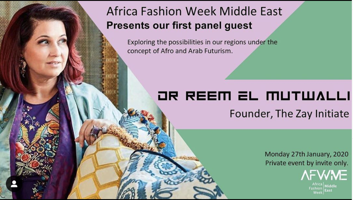 On Monday 27th January Dr Reem el Mutwalli will join the panel of Africa Fashion Week Middle East